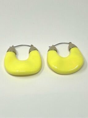 New Anthropologie Yellow Resin Hoop Earrings